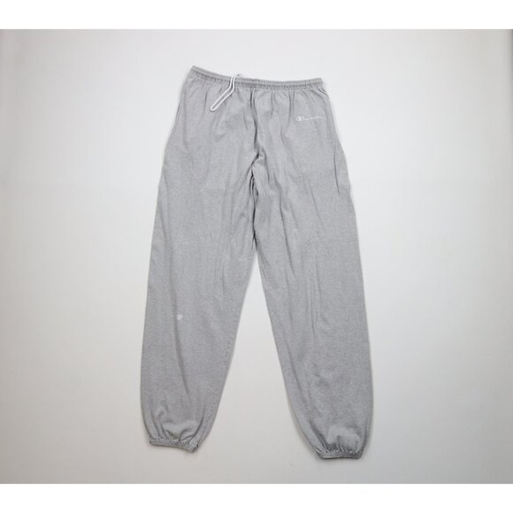 Vintage 90s Champion Mens Large Faded Spell Out Lightweight Joggers Pants Gray